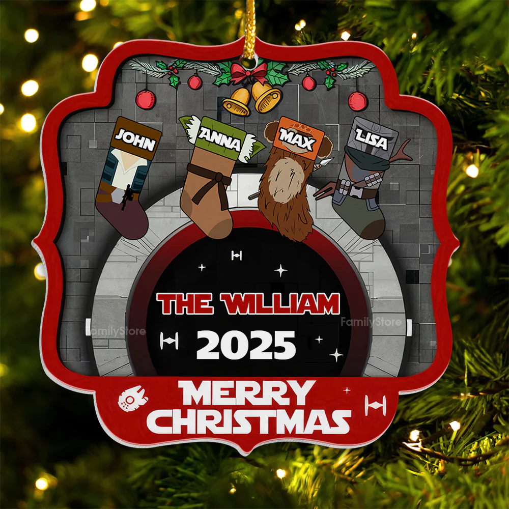 Stwa Merry Christmas Galaxy Socks - Personalized Acrylic Ornament - Gift For Family TD118 - Image 5