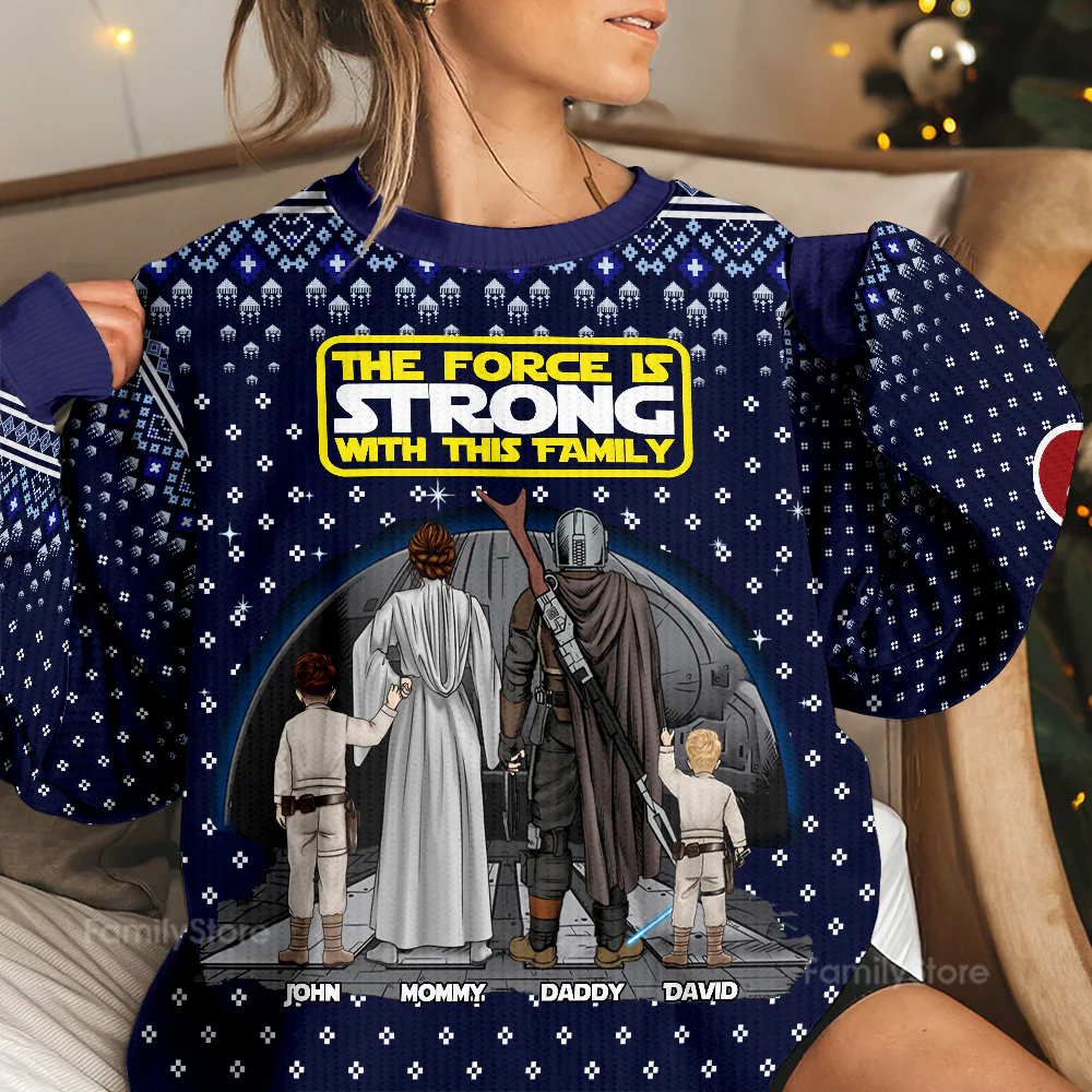 Stwa The Force Is Strong With This Family - Personalized Ugly Sweater - Gift For Christmas | CL08.Ver6 TD118. - Image 3