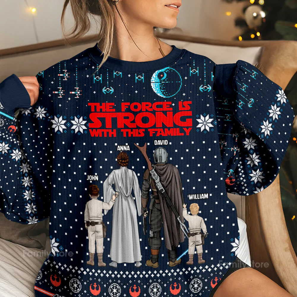 Stwa The Force Is Strong With This Family - Personalized Ugly Sweater - Gift For Christmas TD118 - Image 2
