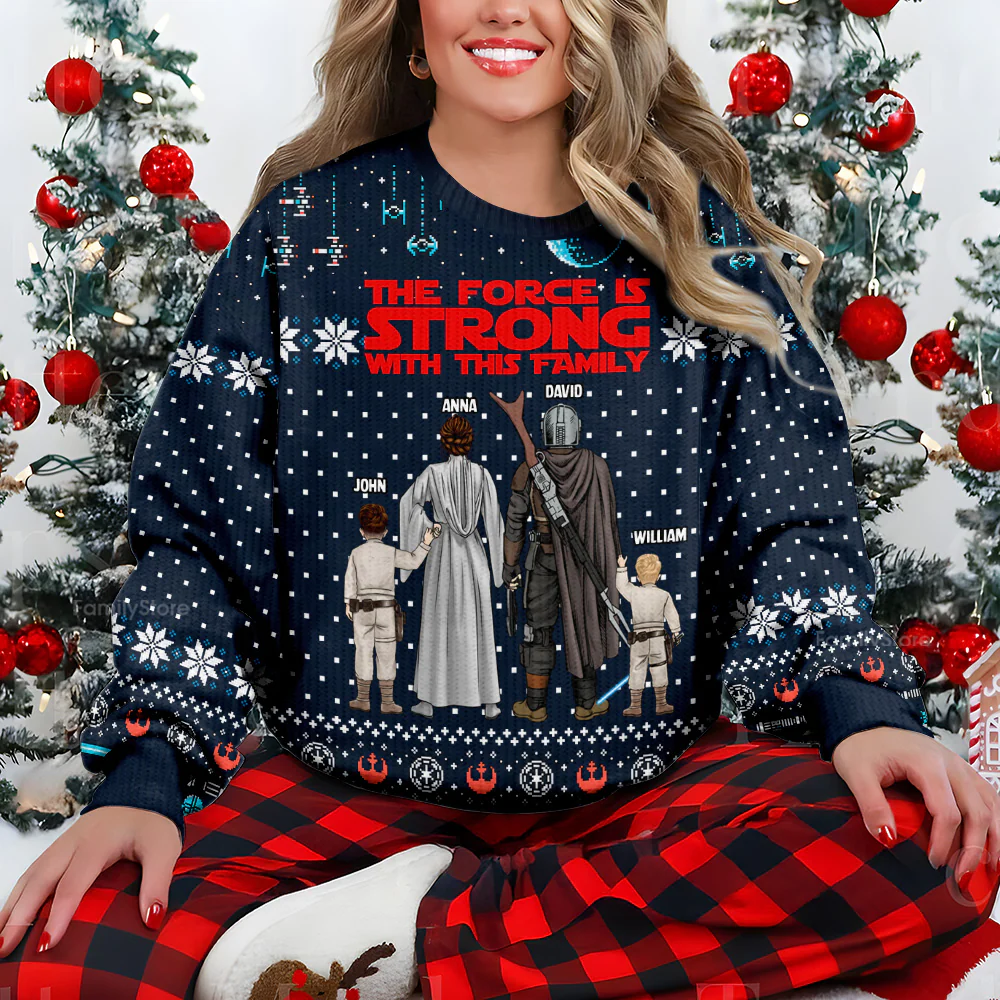 Stwa The Force Is Strong With This Family - Personalized Ugly Sweater - Gift For Christmas TD118 - Image 4