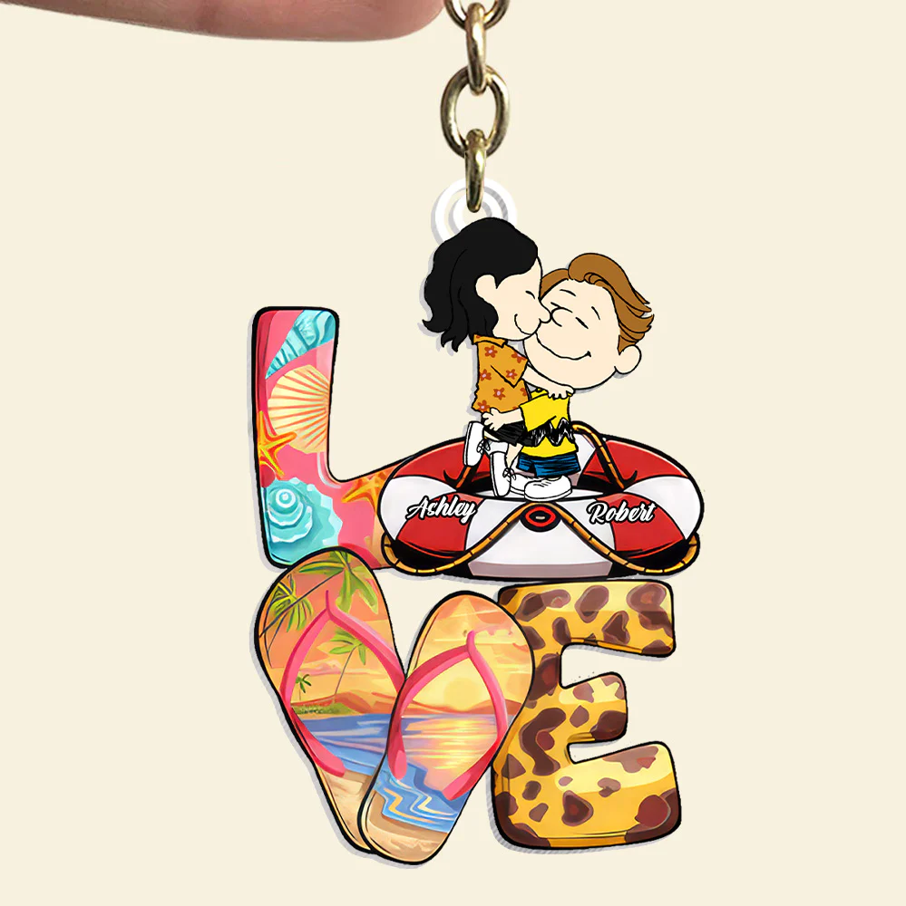 Summer Beach Peanut - Personalized Keychain - Gift For Couple, Husband Wife | GR8 NH96 - Image 2