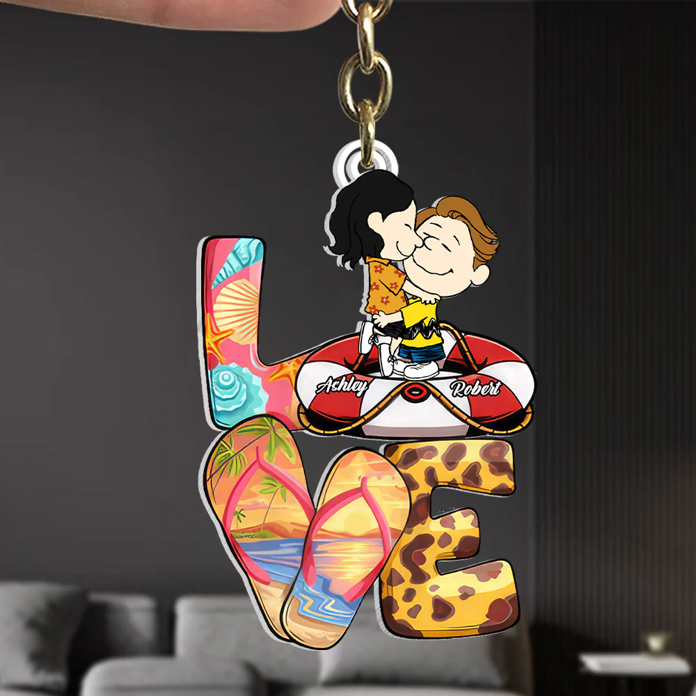 Summer Beach Peanut - Personalized Keychain - Gift For Couple, Husband Wife | GR8 NH96 - Image 3