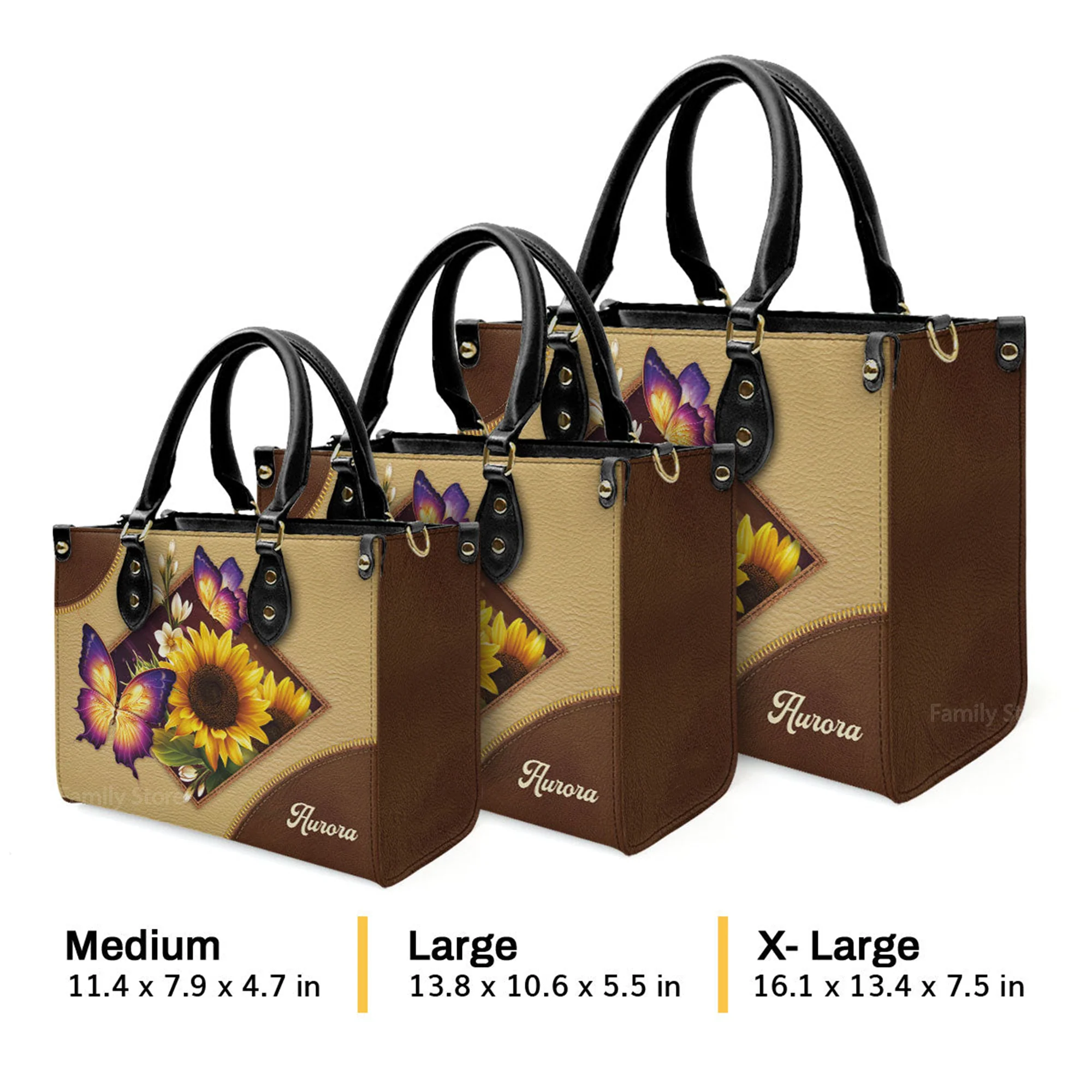 Sunflower And Butterfly - Scripture Gifts For Women Of God - Personalized Leather Handbag With Handle - AT4081410 - Image 4