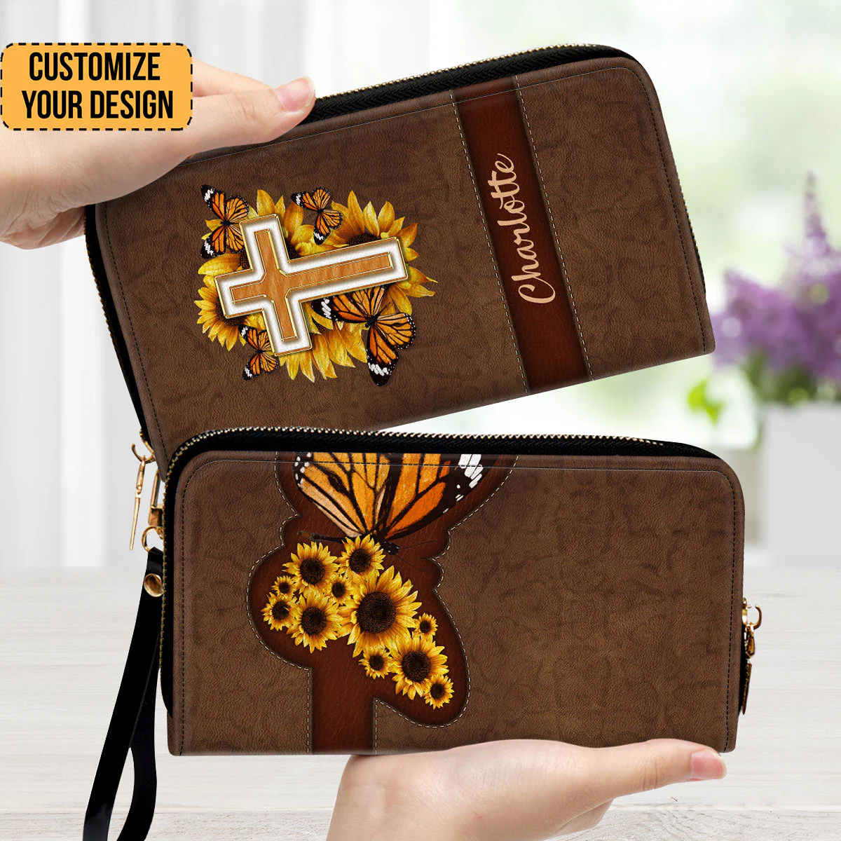 Sunflower - Beautiful Personalized Leather Long Wallets - AT4081242