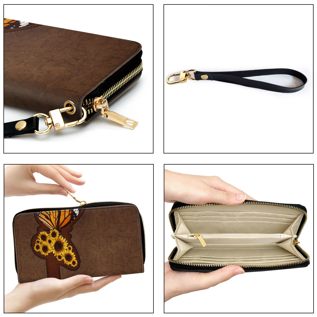 Sunflower - Beautiful Personalized Leather Long Wallets - AT4081242 - Image 7