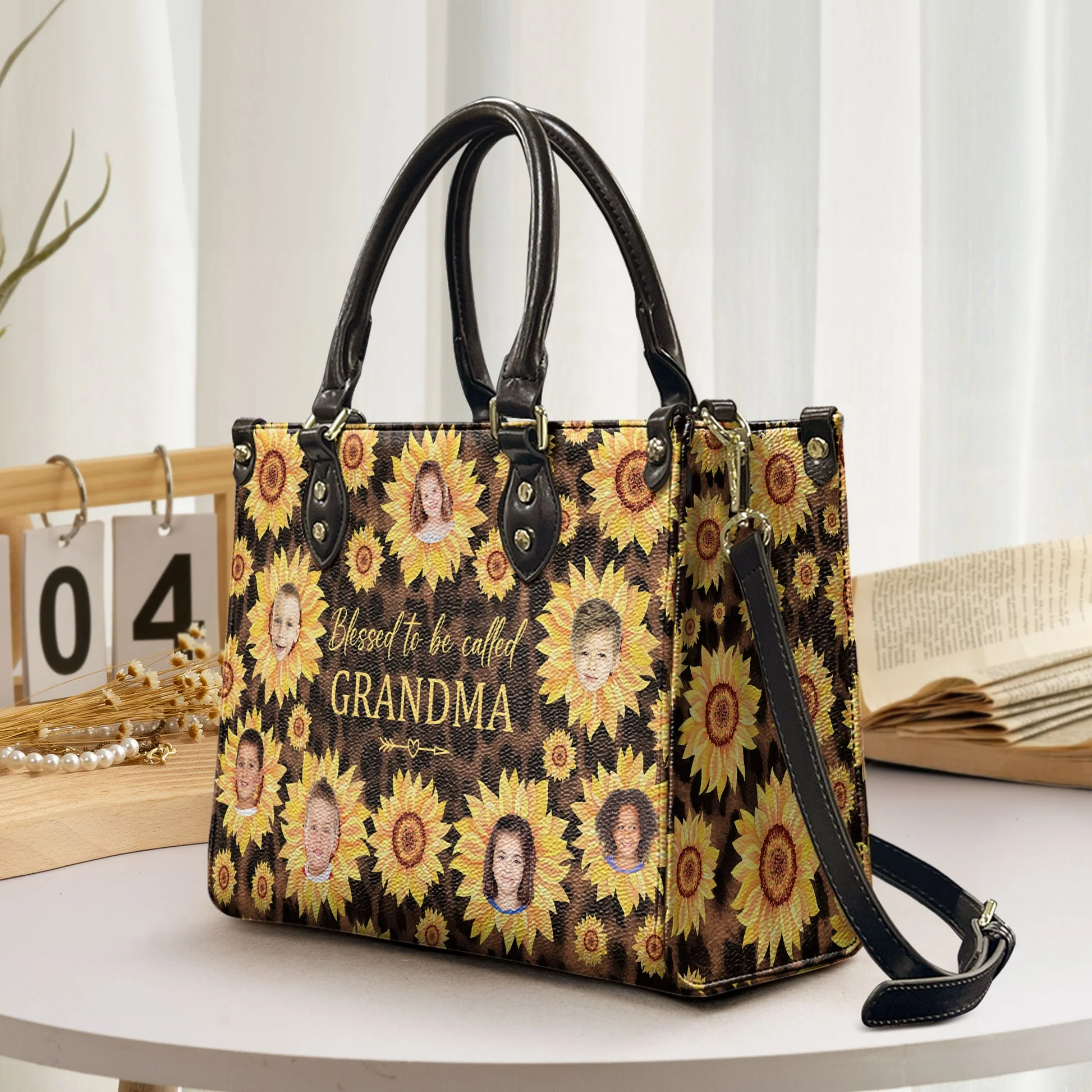 Sunflower Blessed To Be Called Grandma  - Personalized Leather Bag - Loving Gift For Mother, Grandma, Grandmother, Mother's Day NA94 - Image 2