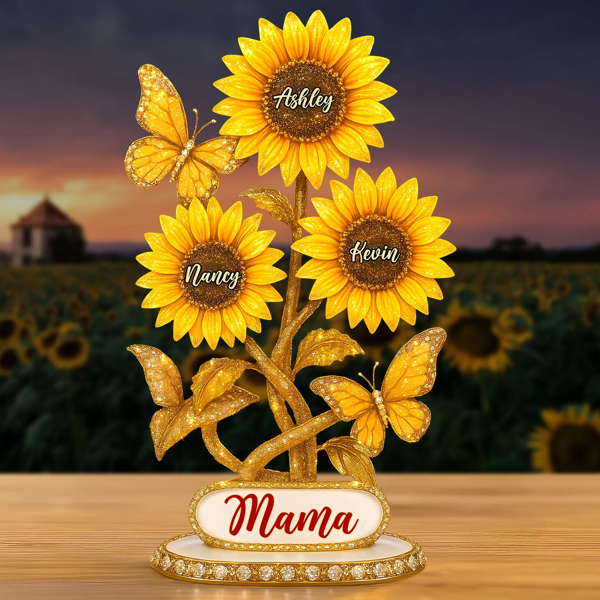 Sunflower Mama Butterfly - Personalized Shaped Acrylic Plaque - Gift For Mom, Grandma | HN02 - Image 2