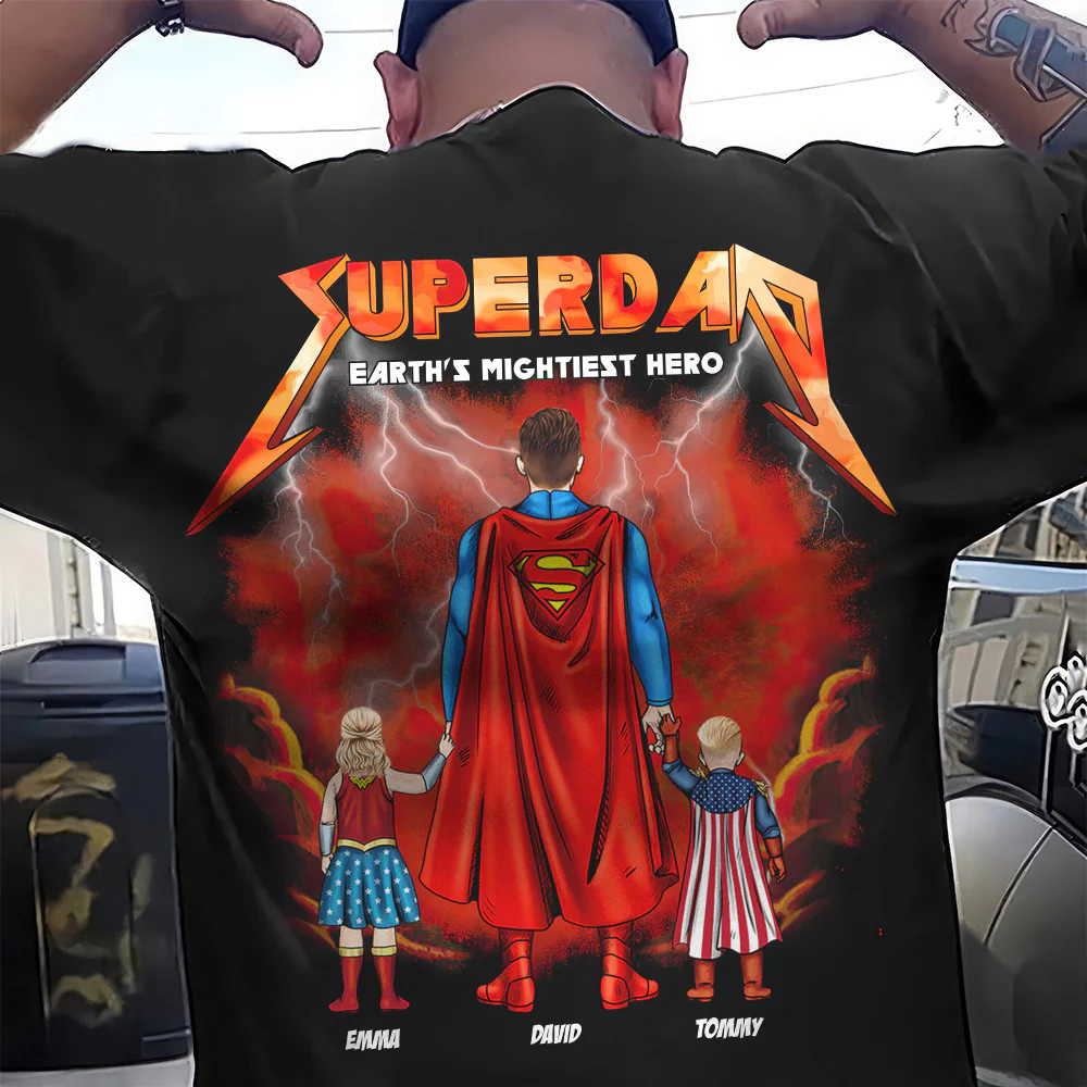 Super Dad Earth's Mightiest Hero - Personalized Shirt - Gift for Dad, Grandpa, Husband | CL02 NH96
