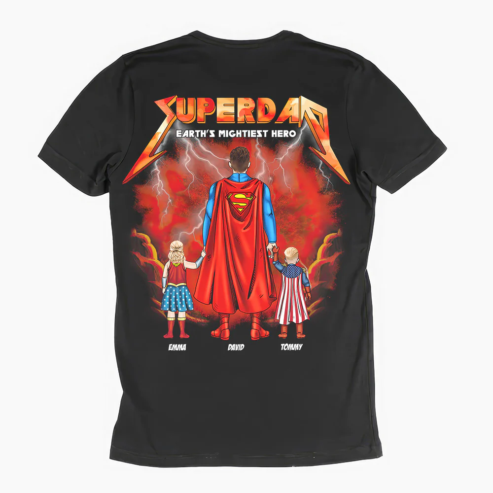 Super Dad Earth's Mightiest Hero - Personalized Shirt - Gift for Dad, Grandpa, Husband | CL02 NH96 - Image 2