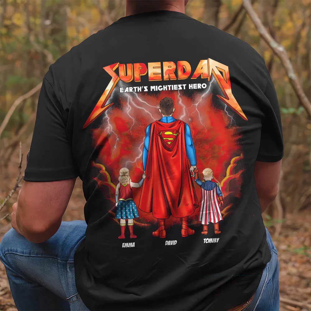 Super Dad Earth's Mightiest Hero - Personalized Shirt - Gift for Dad, Grandpa, Husband | CL02 NH96 - Image 4