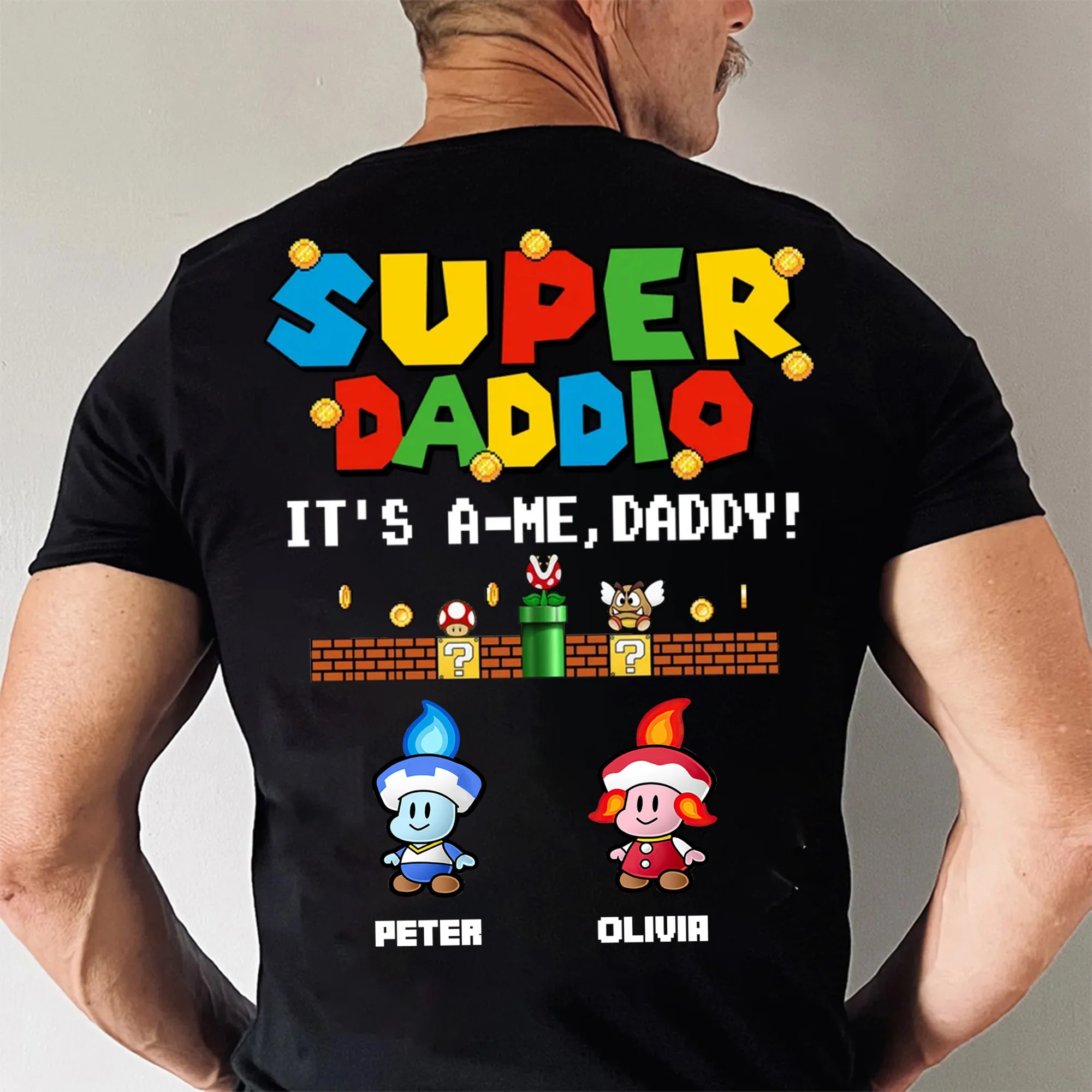 Super Daddio Mario It's Me Dad - Gift For  Dad, Father's Day - Personalized Shirt 2 Side - Image 3