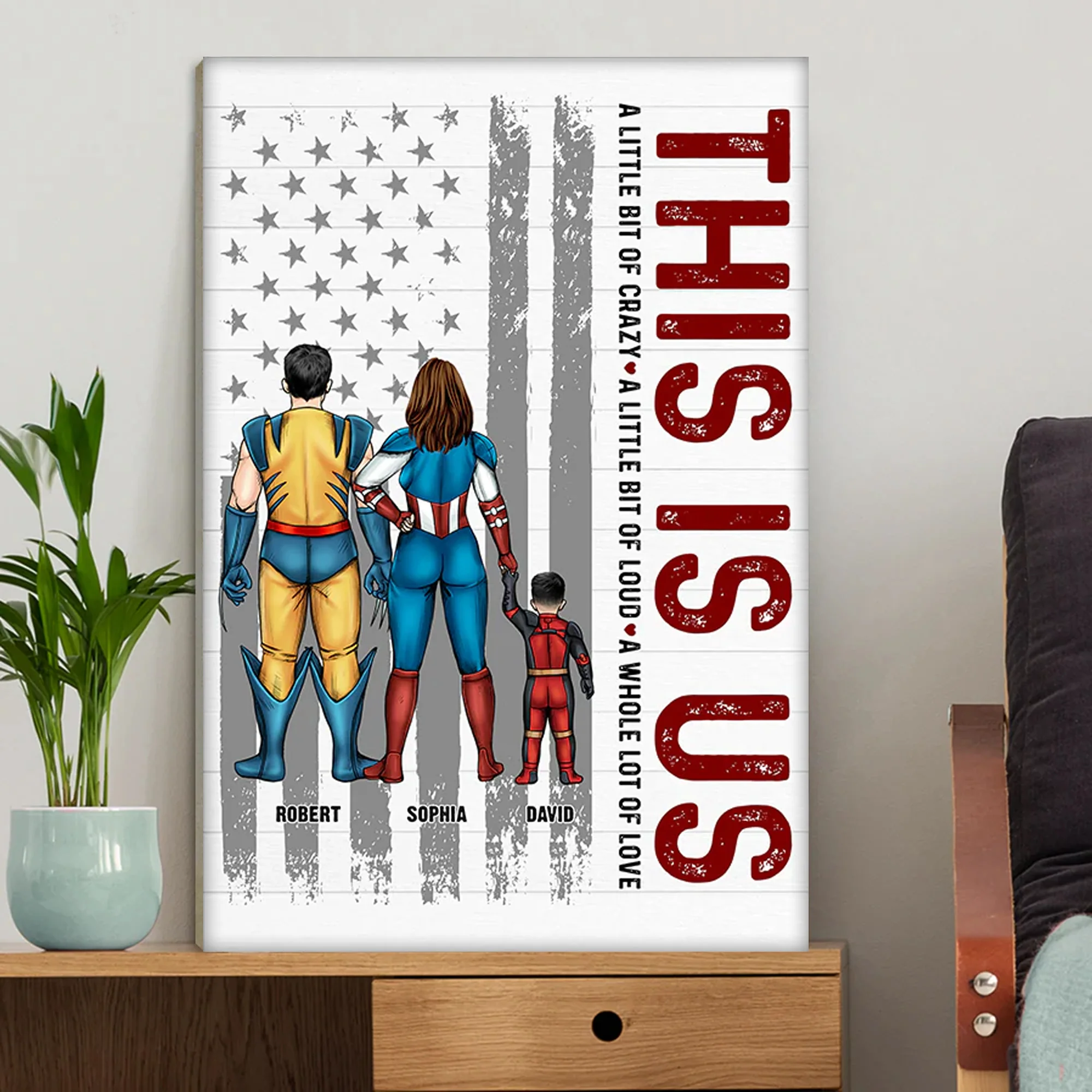 Super Family, A Whole Lot Of Love - Gift For Dad, Husband, Father's Day - Personalized Canvas Poster - Image 2
