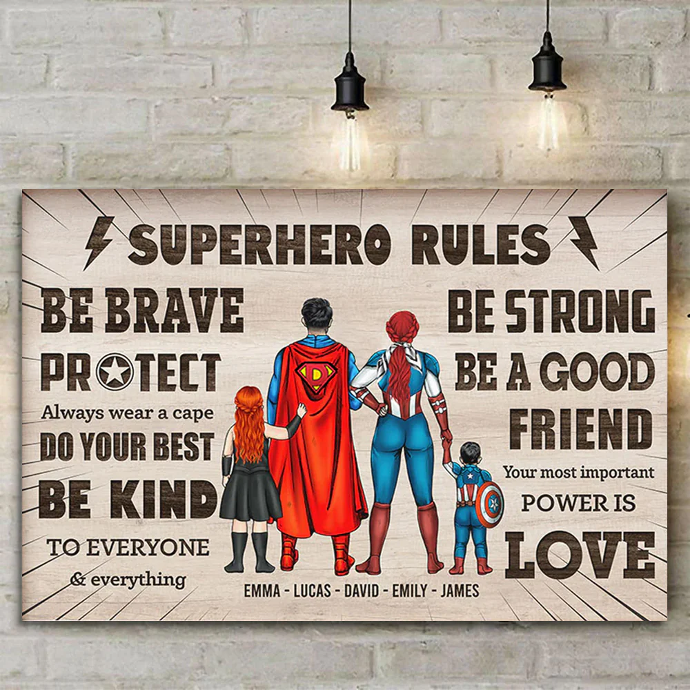Super Family Rules - Gift For Dad, Father's Day - Personalized Canvas Poster - Image 2