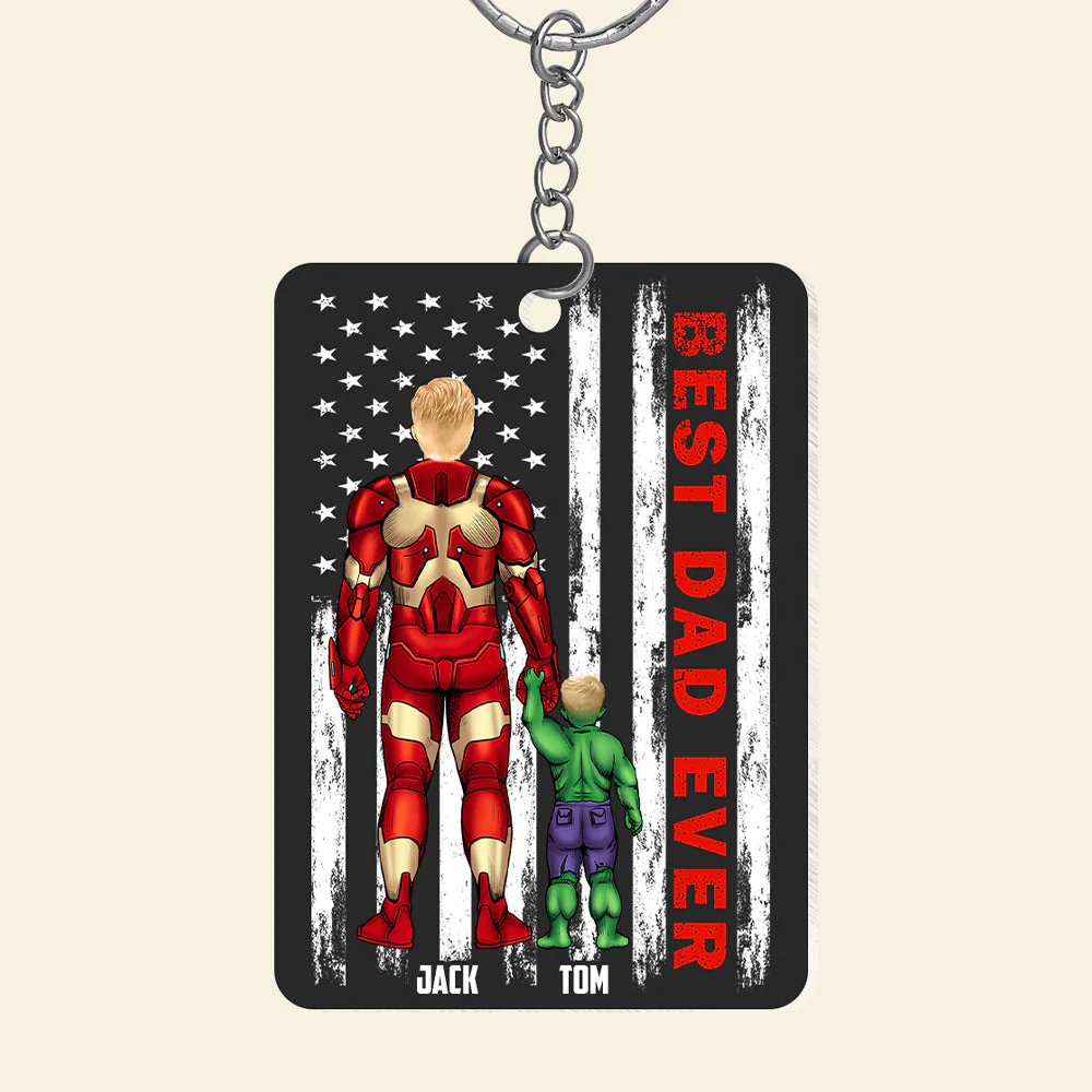Super Hero Best Dad Ever Black Version  - Personalized Acrylic Keychain - Gift For Dad, Fathers Day  - CL02 NA94 - Image 4