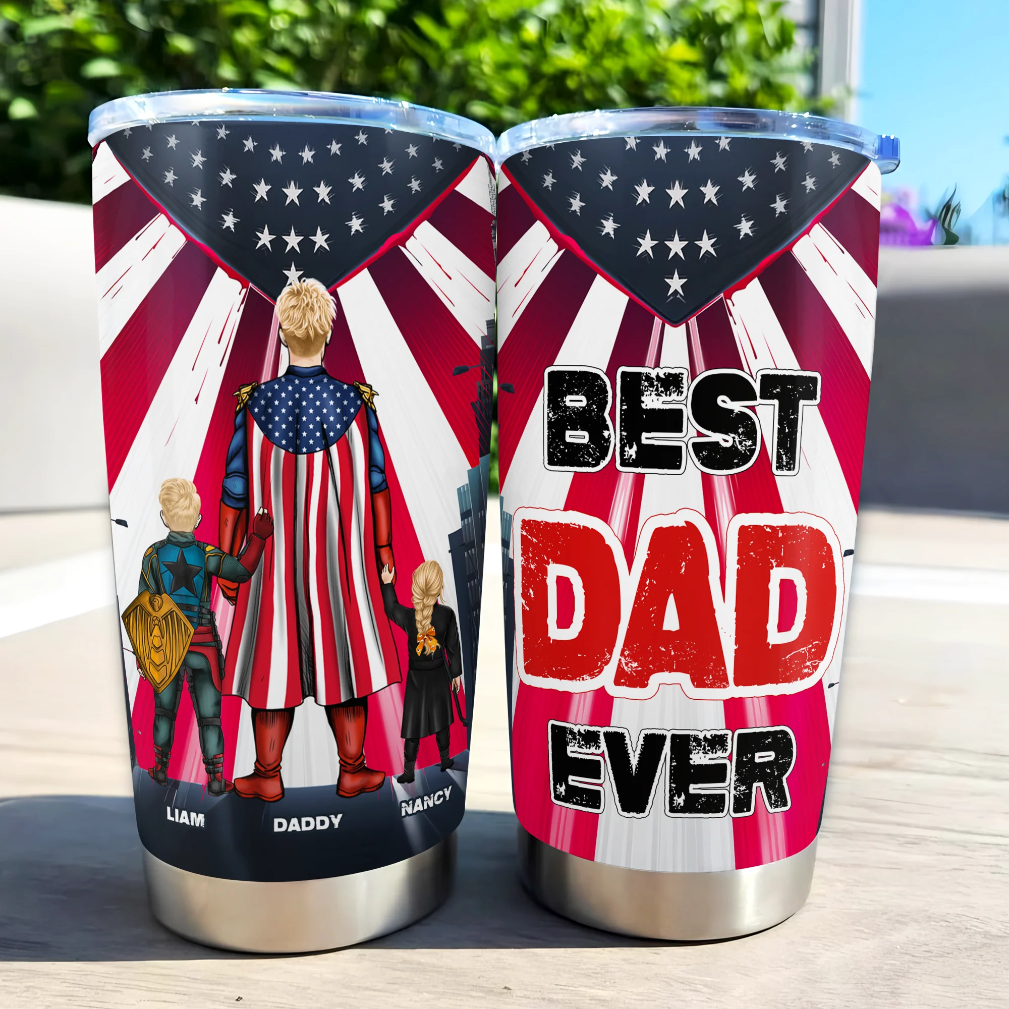 Super Hero Best Dad Ever Red Pattern - Personalized Stainless Steel Tumbler - Gift For Dad , Father's Day | CL02 NA94 - Image 2
