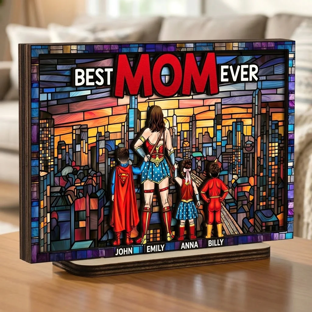 Super Hero Best Mom Ever - Personalized Wooden Plaque - Gift For Mom, Grandma | CL02 HN02 - Image 3