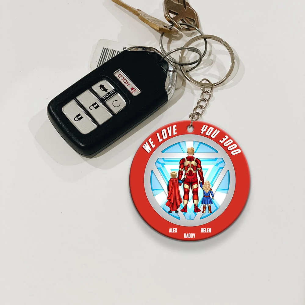Super Hero Dad We Love You 3000 - Personalized Acrylic Keychain - Gift For Dad, Fathers Day - CL02 NA94 - Image 3