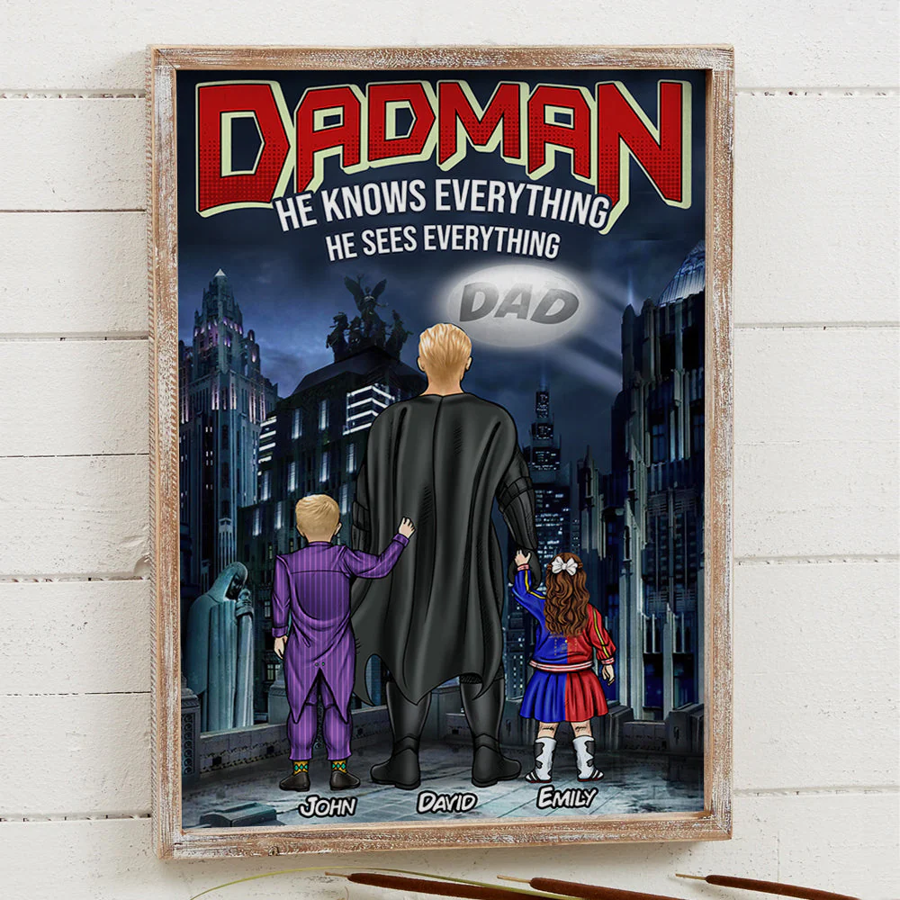 Super Hero Dadman - Personalized Poster Canvas - Gift For Dad, Family Members | CL02 NA94 - Image 2