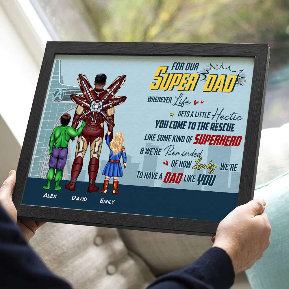 Super Hero For Our Super Dad - Personalized Poster Canvas - Gift For Dad, Father's Day | CL02 NA94 - Image 2