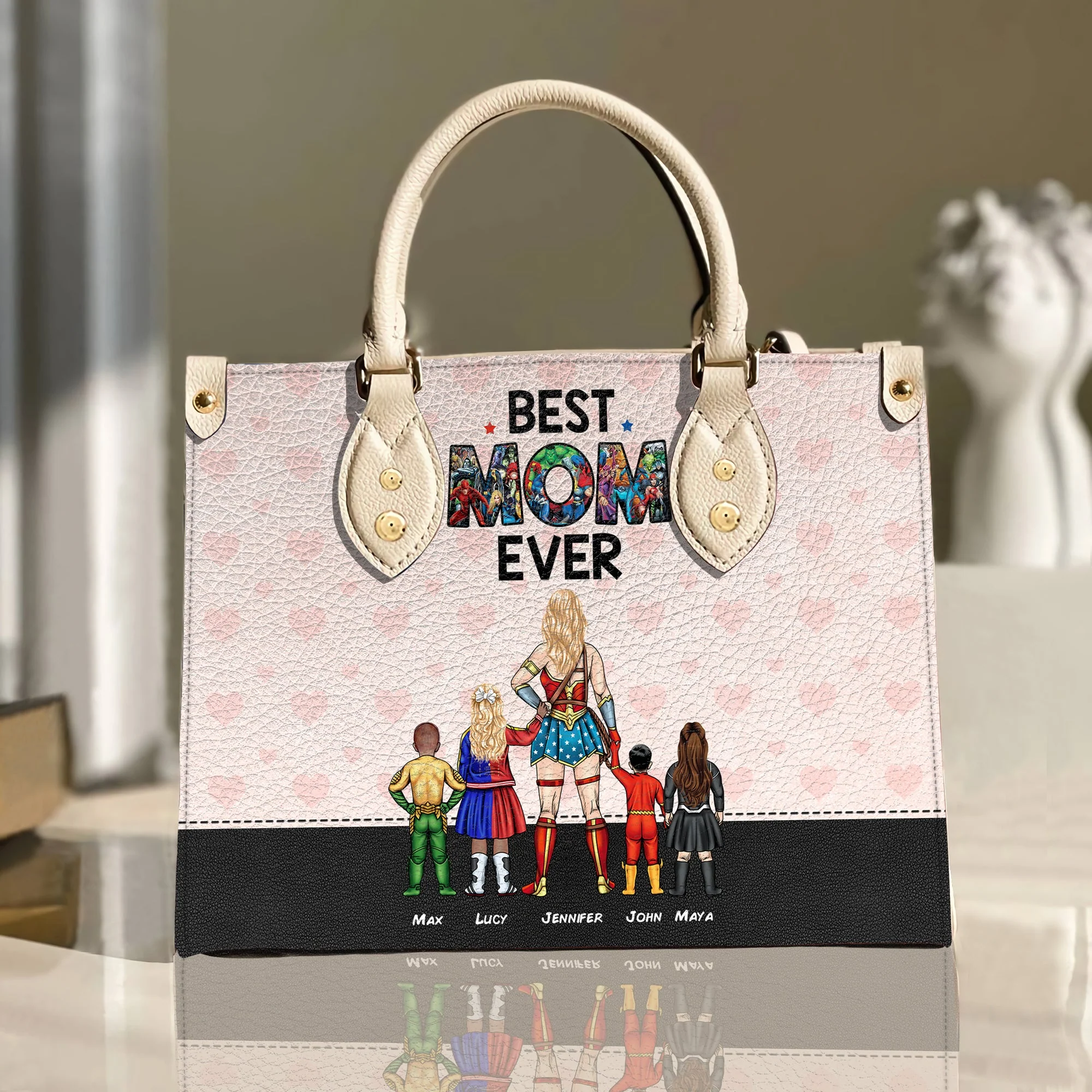 Super Hero Mom Purse Version 2 - Personalized Leather Bag - Gift For Mother, Grandma, Grandmother, Mother's Day | CL02 NA94 - Image 3