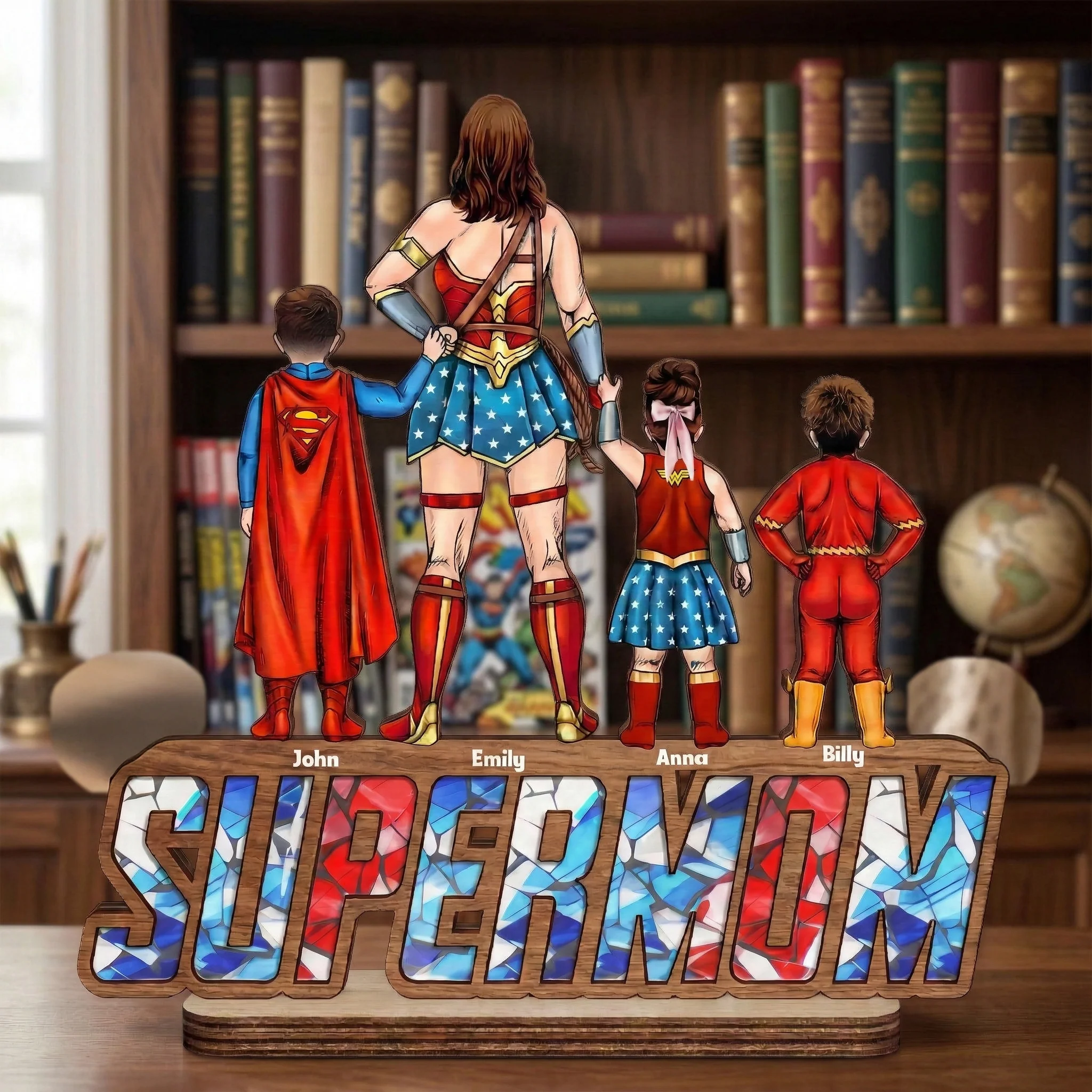 Super Hero Super Mom - Personalized Wooden Plaque - Gift For Mom, Grandma | CL02. HN02 - Image 2