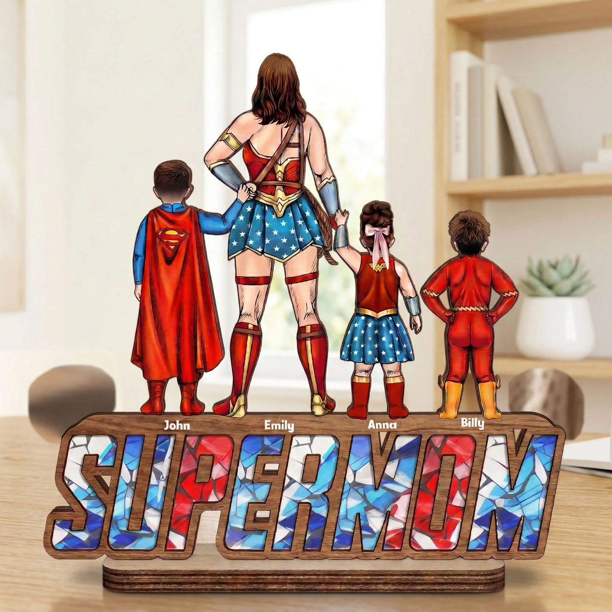Super Hero Super Mom - Personalized Wooden Plaque - Gift For Mom, Grandma | CL02. HN02 - Image 3