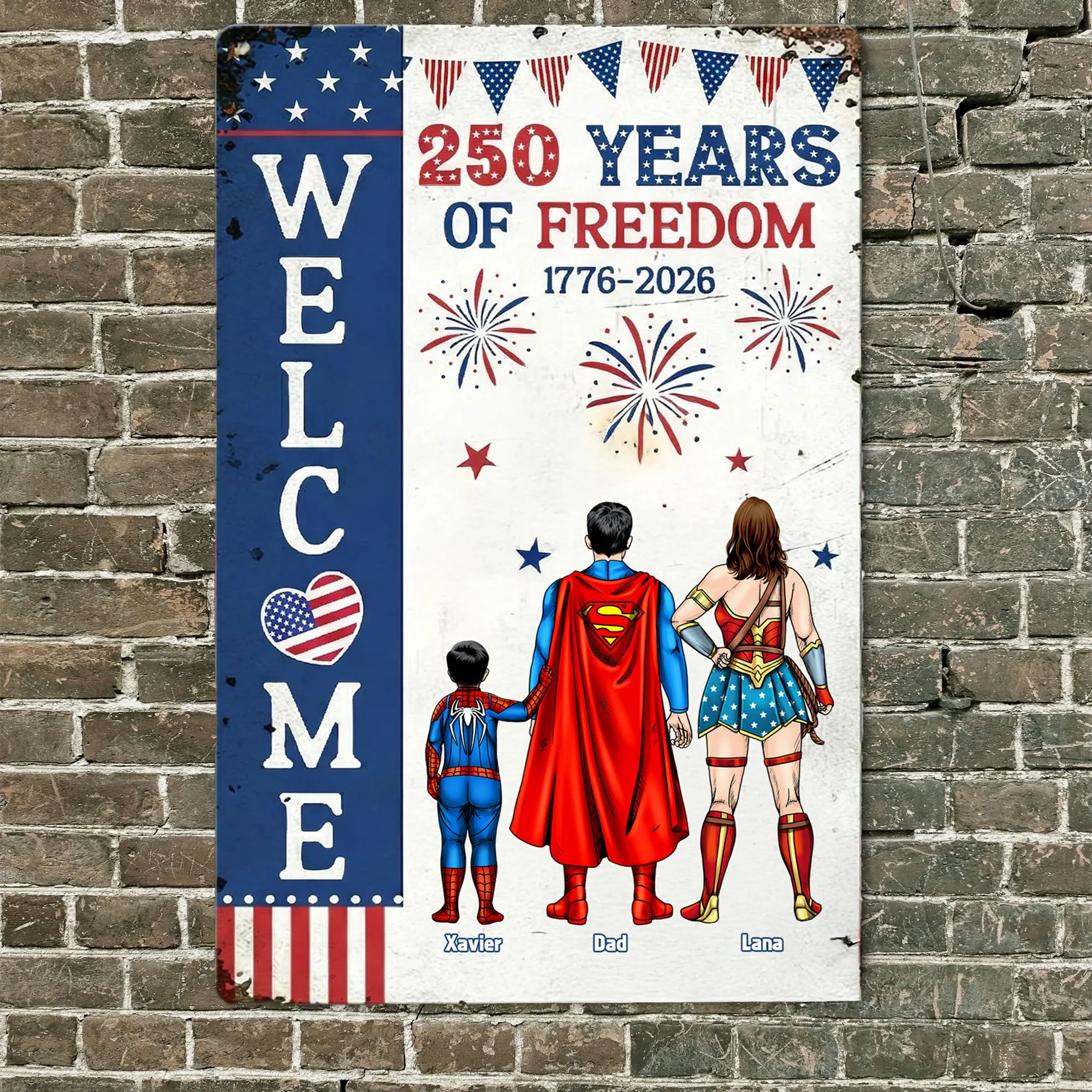 Super Hero Welcome 250 Years Of Freedom - Personalized Metal Sign - Patriotic Gift For Family | CL02 HN02 - Image 2