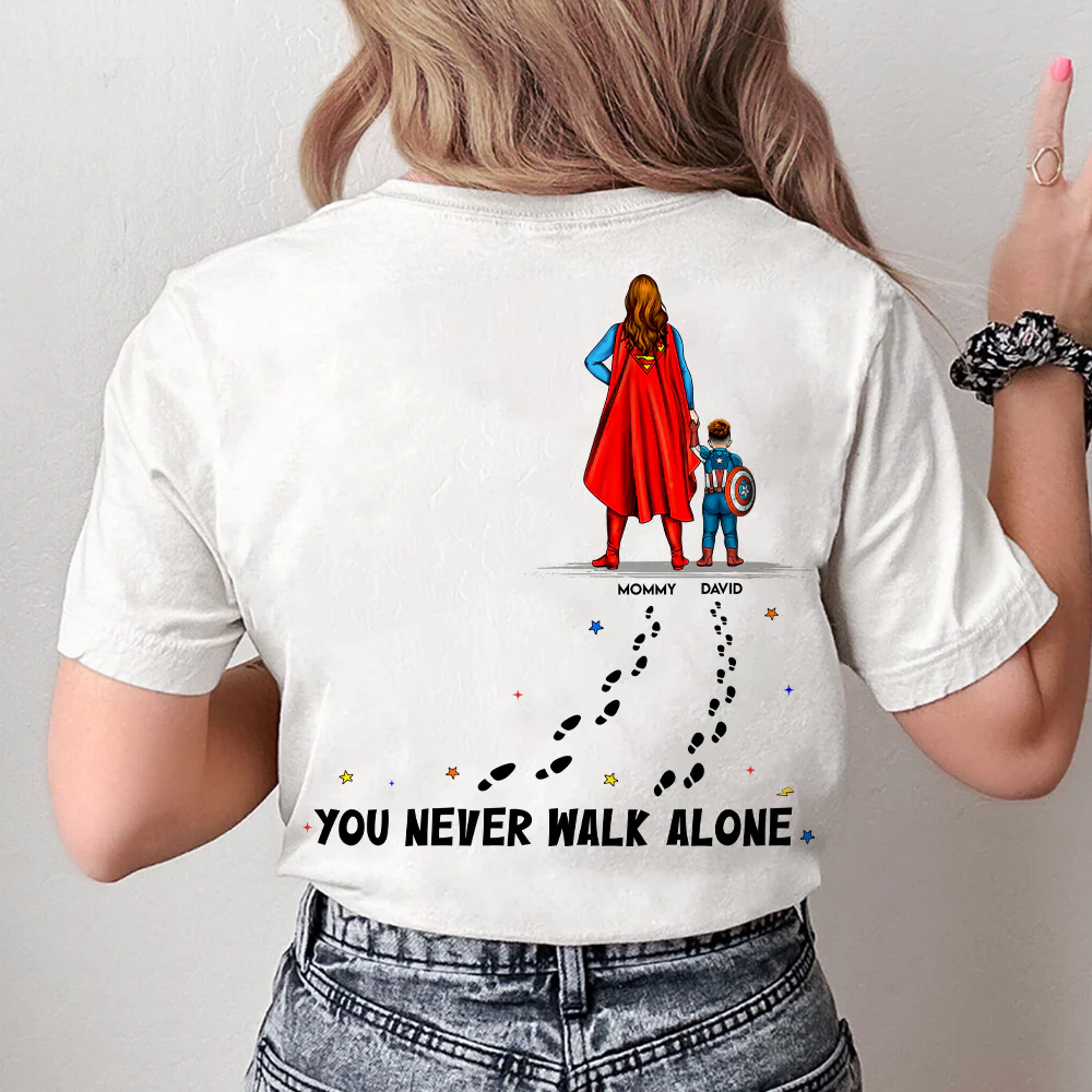 Super Hero You Never Walk Alone - Personalized T-shirt - Gift For Mom, Grandma | CL02 HN02 - Image 2