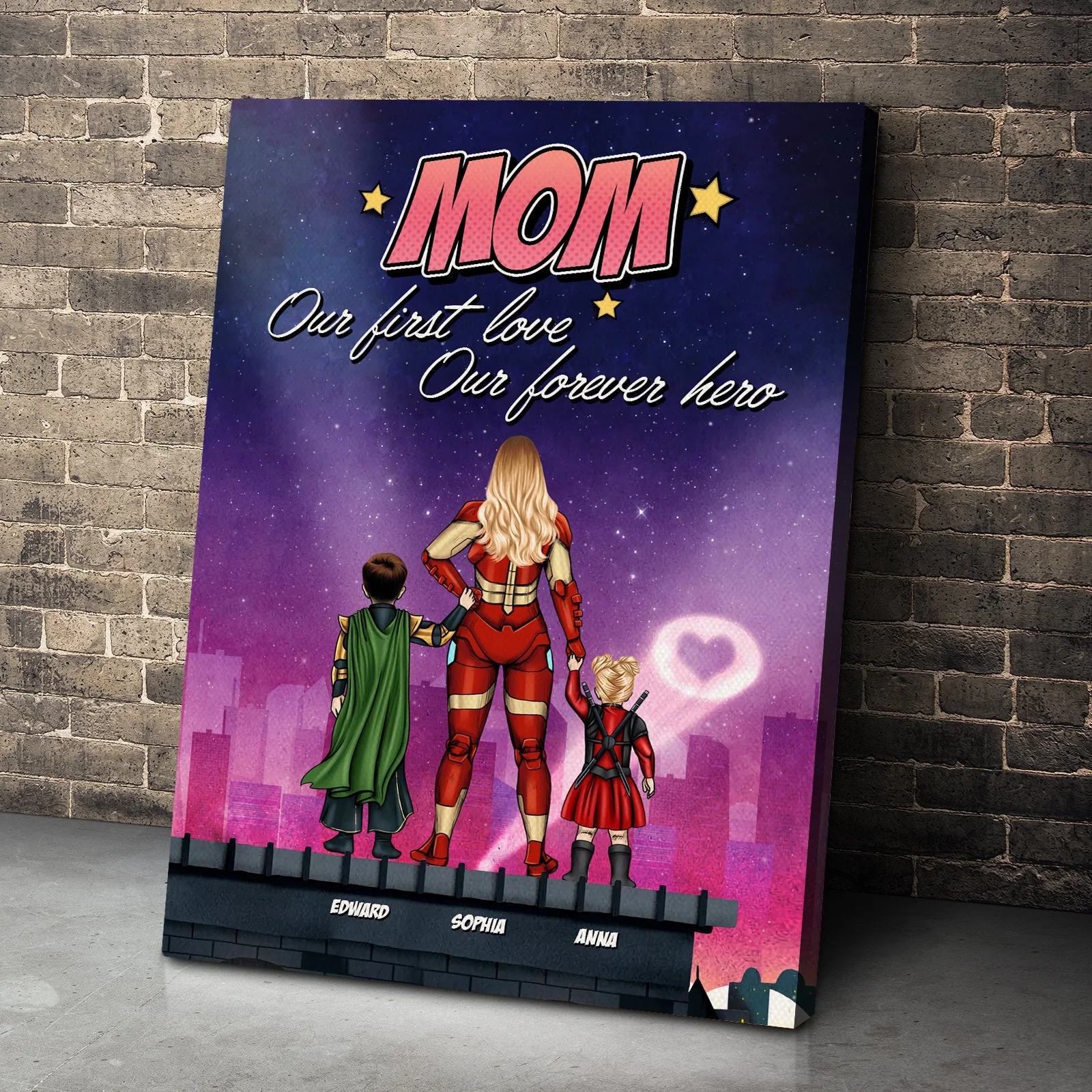 Super Mom, First Love, Forever Hero - Personalized Canvas Poster - Gift For Mom, Mother's Day | CL02 NA94 - Image 2