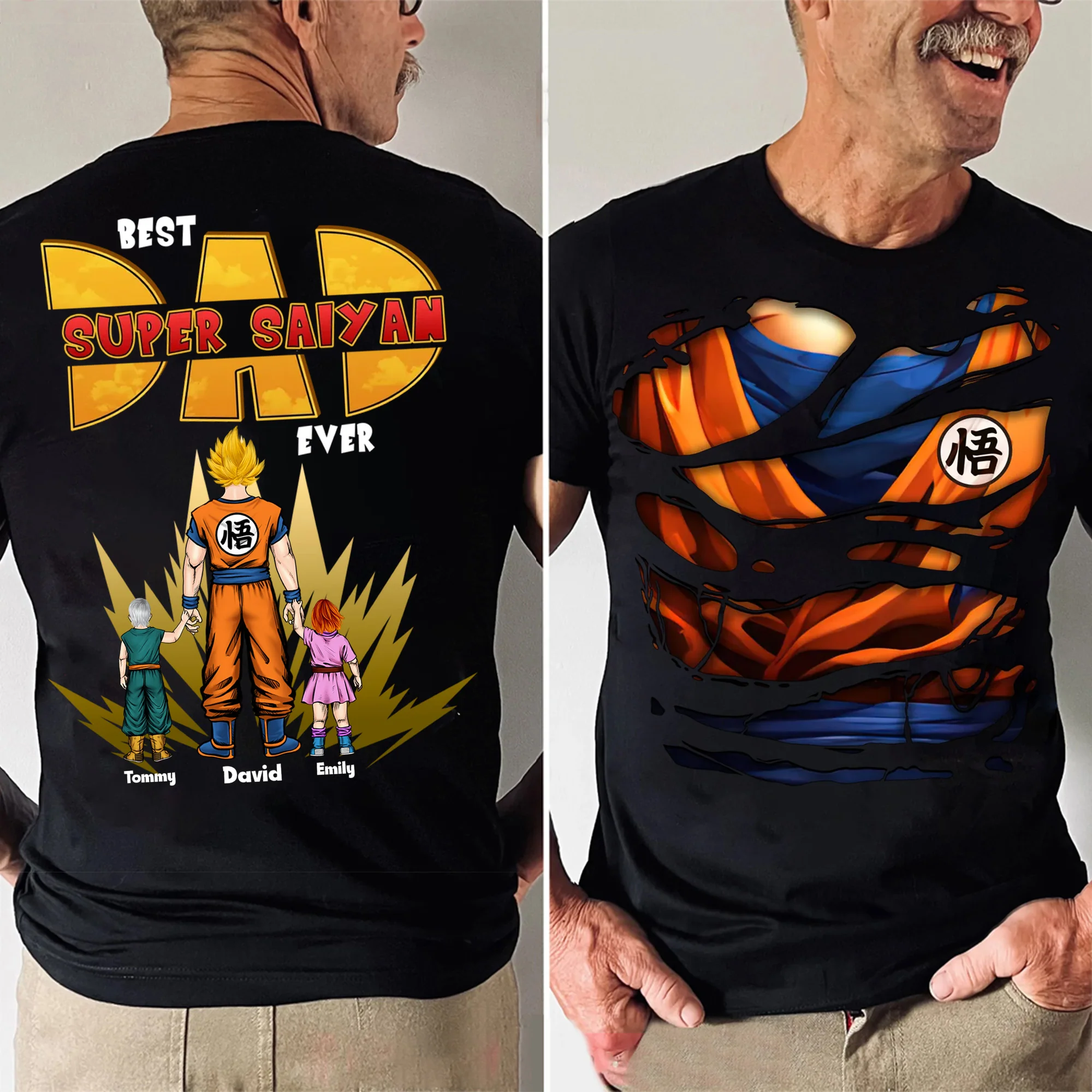 Super Power Of Super Saiyan Dad Dragon Ball - Gift For Dad, Father's Day - Personalized Shirt 2 Side CL03