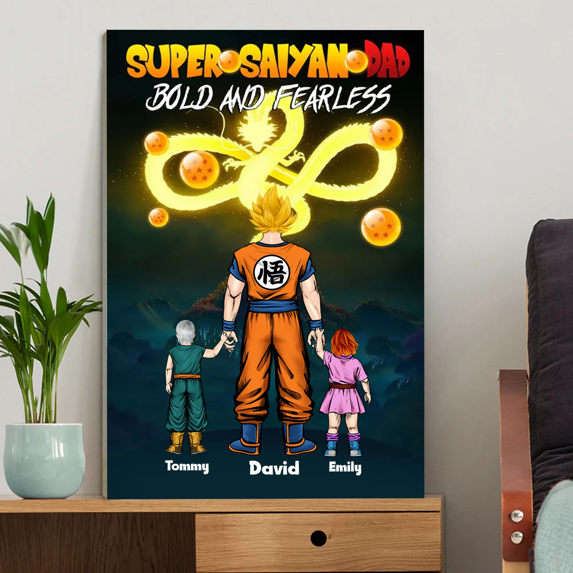 Super Saiyan Dad Bold And Fearless - Gift For Father's Day - Personalized Canvas Poster - Image 2