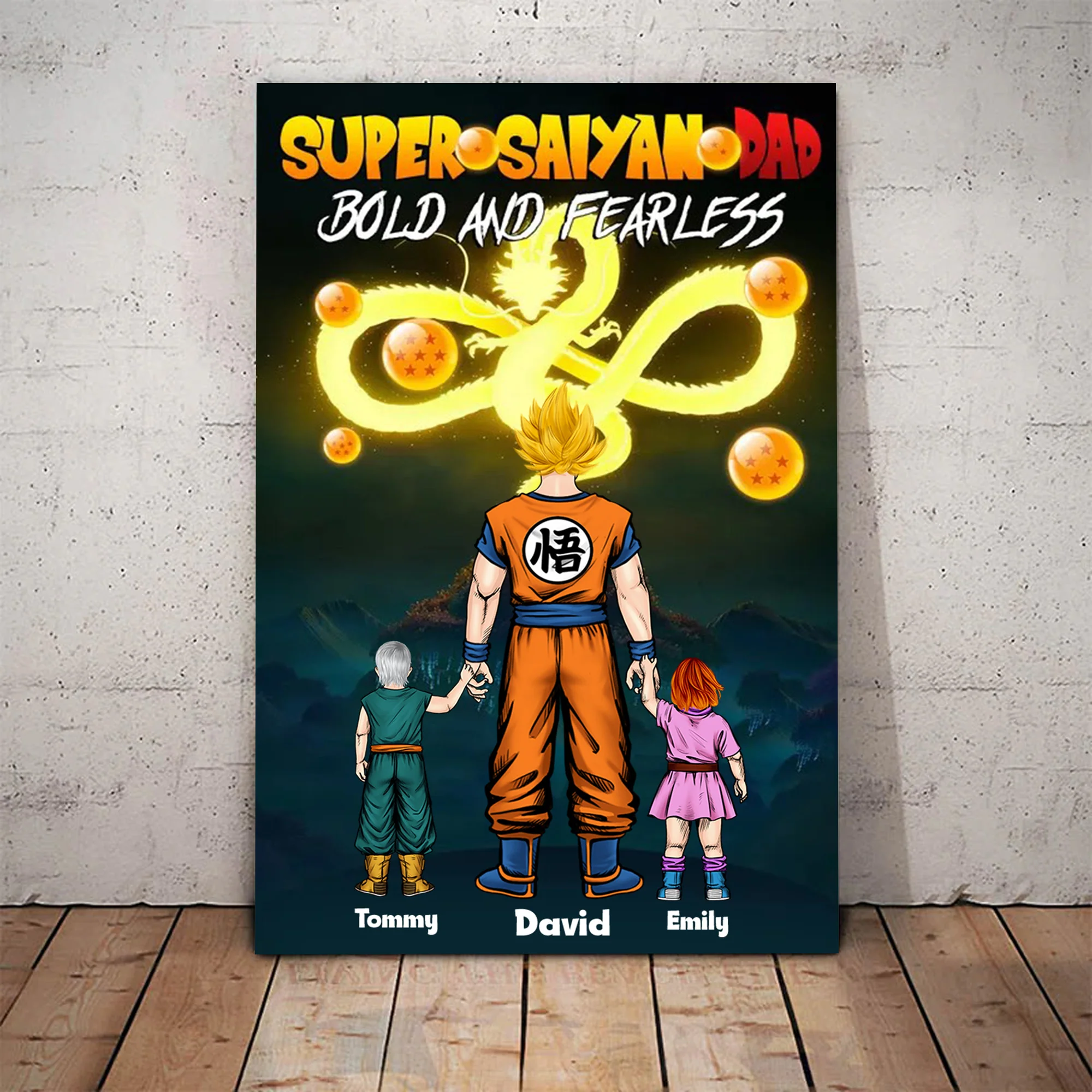 Super Saiyan Dad Bold And Fearless - Gift For Father's Day - Personalized Canvas Poster - Image 3