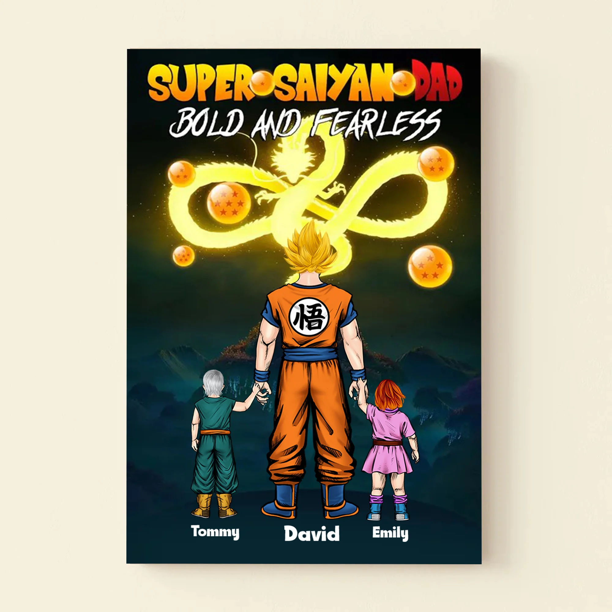 Super Saiyan Dad Bold And Fearless - Gift For Father's Day - Personalized Canvas Poster - Image 4