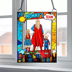 Supermom & Little Heroes - Gifts For Mom - Personalized Window Hanging Suncatcher | CL02.Ver4 - Image 5