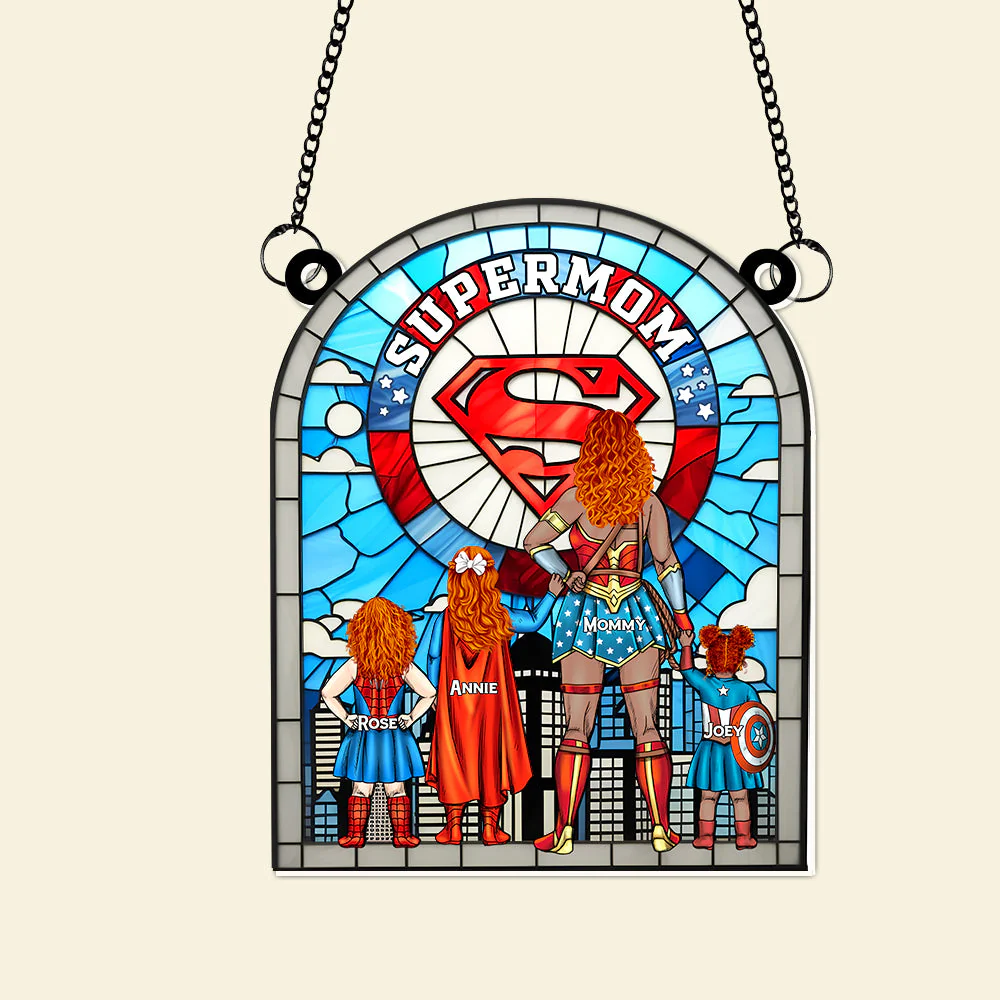 Supermom Strong Mom Gifts For Mom - Personalized Window Hanging Suncatcher | CL02.Ver4 - Image 8