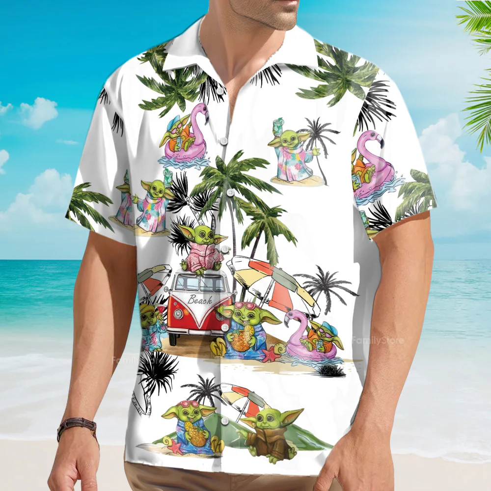 SW Cartoon Baby Yoda - Hawaiian Shirt - Image 3