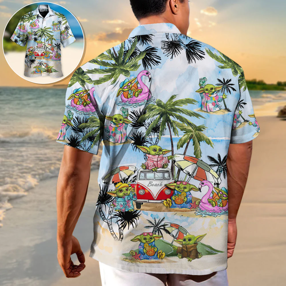 SW Cartoon Baby Yoda So Cool - Hawaiian Shirt - Image 2