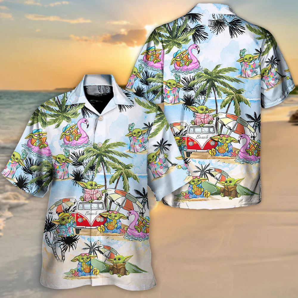 SW Cartoon Baby Yoda So Cool - Hawaiian Shirt - Image 3