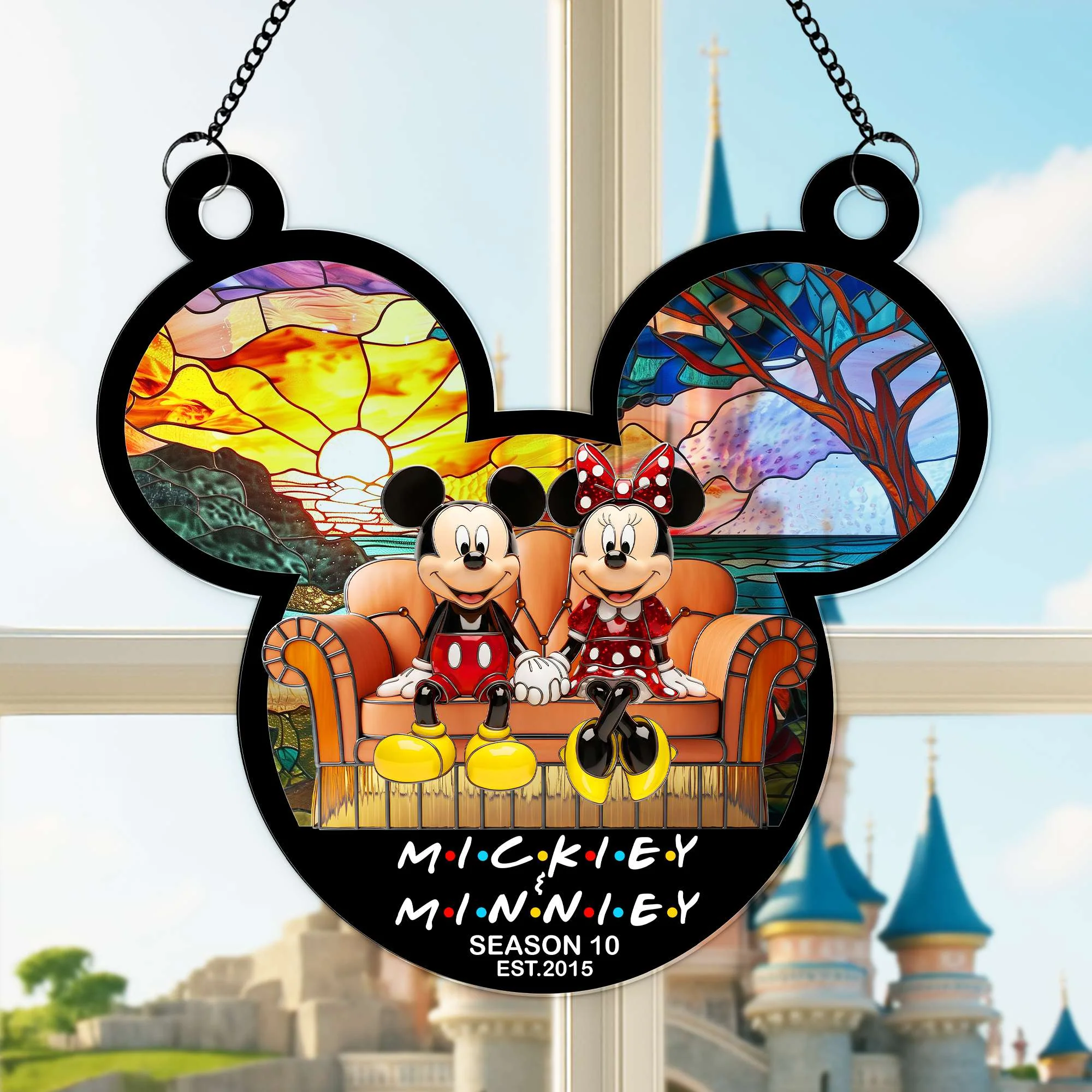 Sweet Couple Magic Mouse - Personalized Window Hanging Suncatcher - Gifts For Couples, Husband, Wife