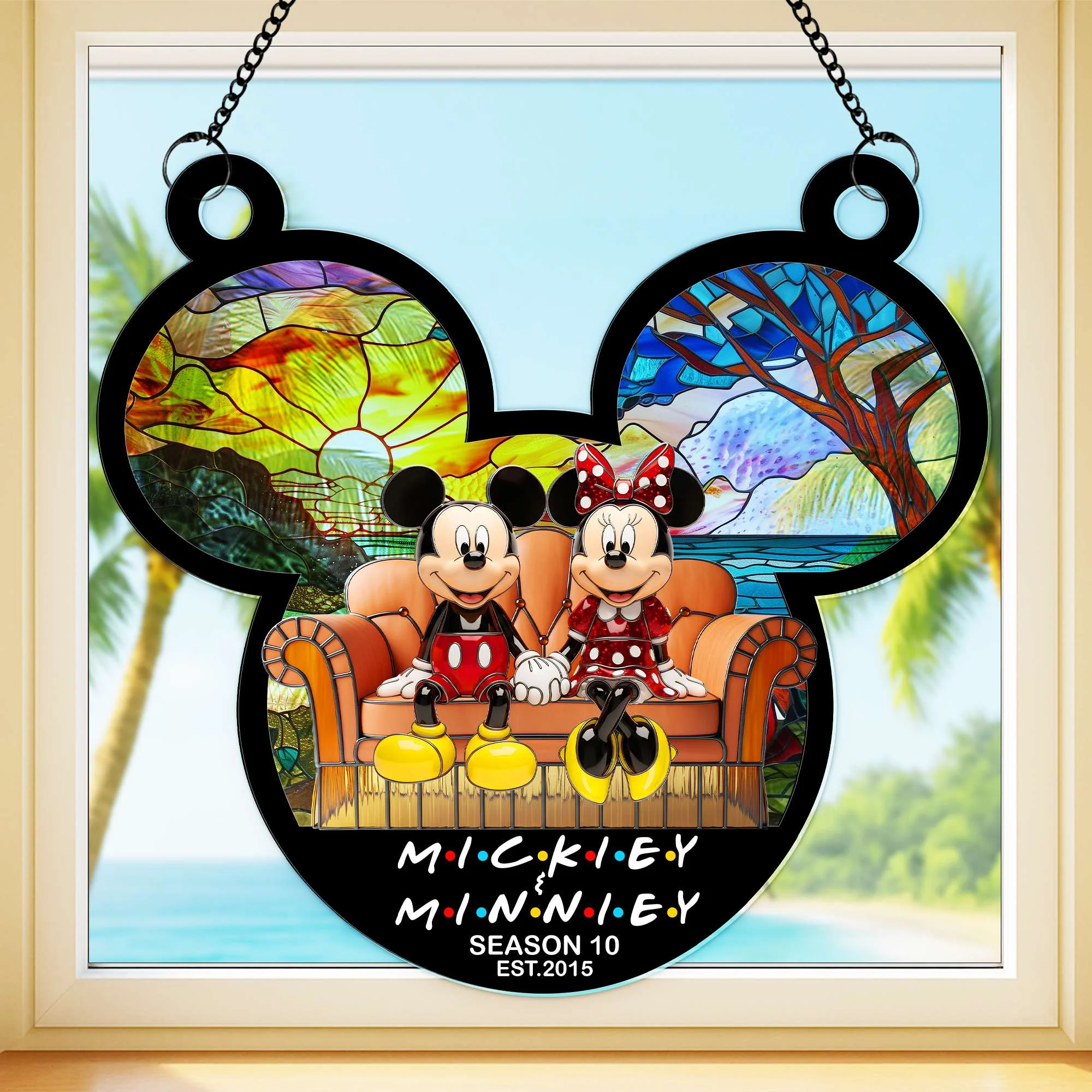Sweet Couple Magic Mouse - Personalized Window Hanging Suncatcher - Gifts For Couples, Husband, Wife - Image 2