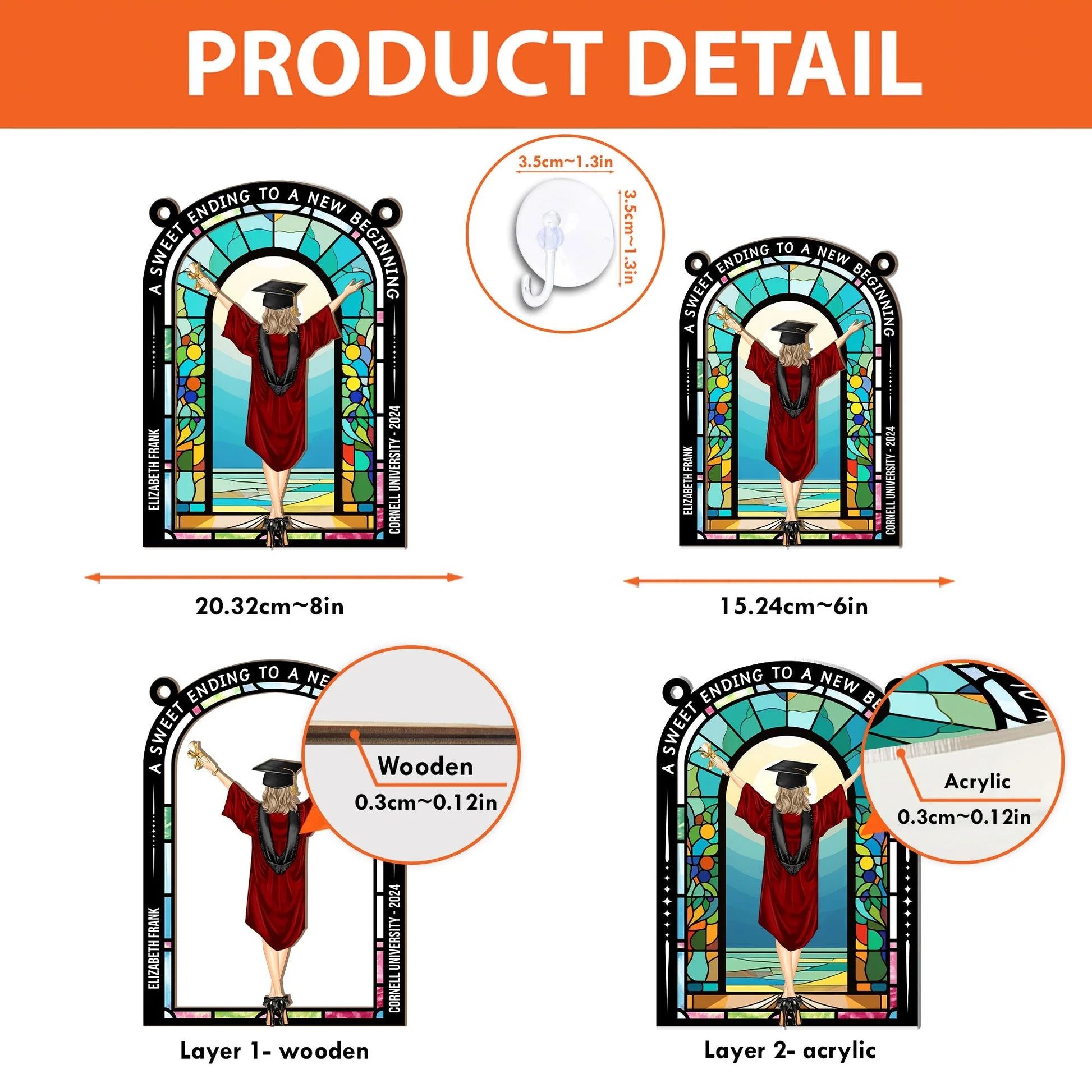 Sweet Ending To New Beginning - Personalized Window Hanging Window Hanging Suncatcher Ornament -GR4 PT - Image 5