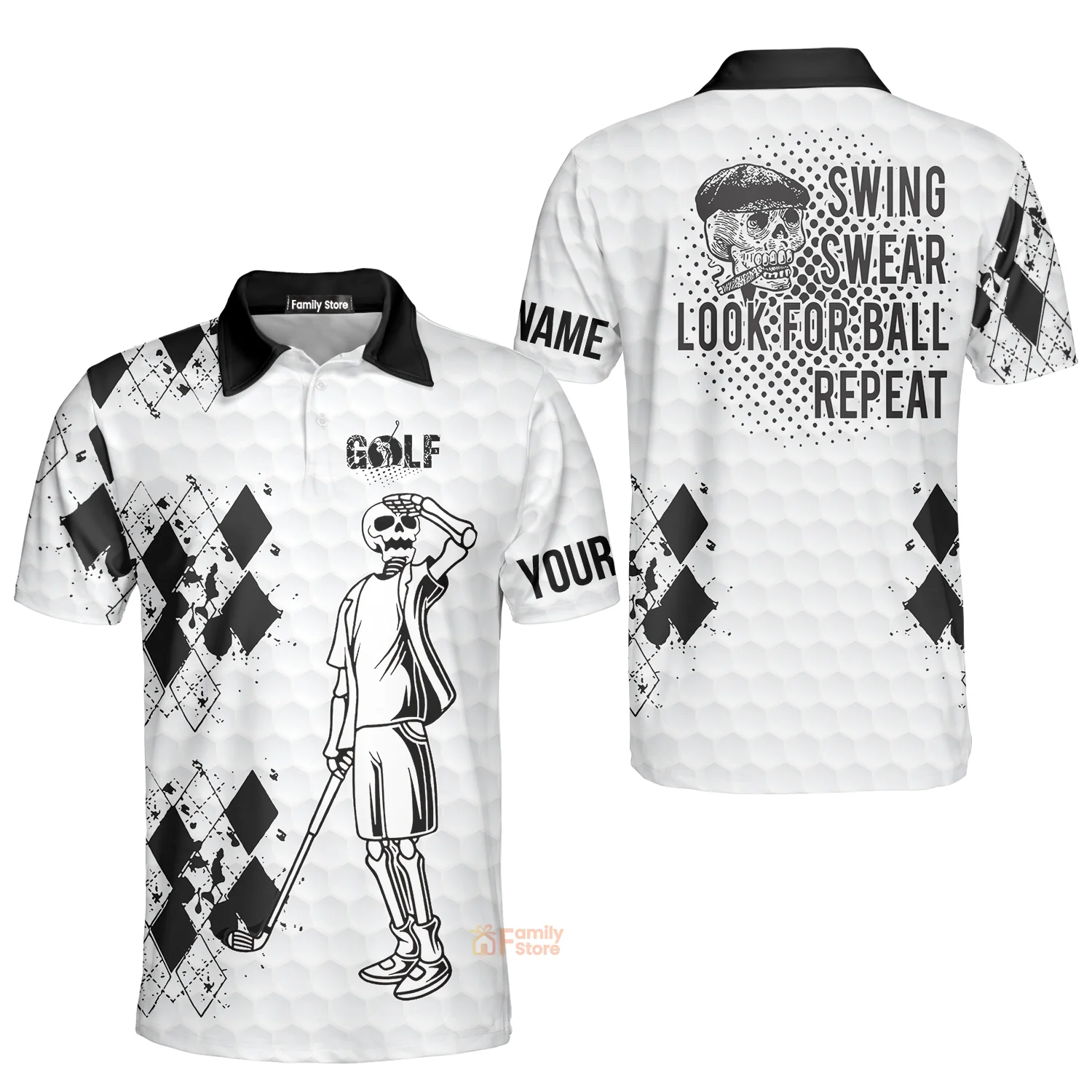 Personalized Swing Swear Look For Ball Repeat Men Golf Polo Shirt - Image 3