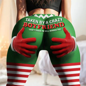 Taken By A Crazy Boyfriend - Personalized Ass Leggings - Christmas Gift For Her, Naughty Couple HH01 - Image 3