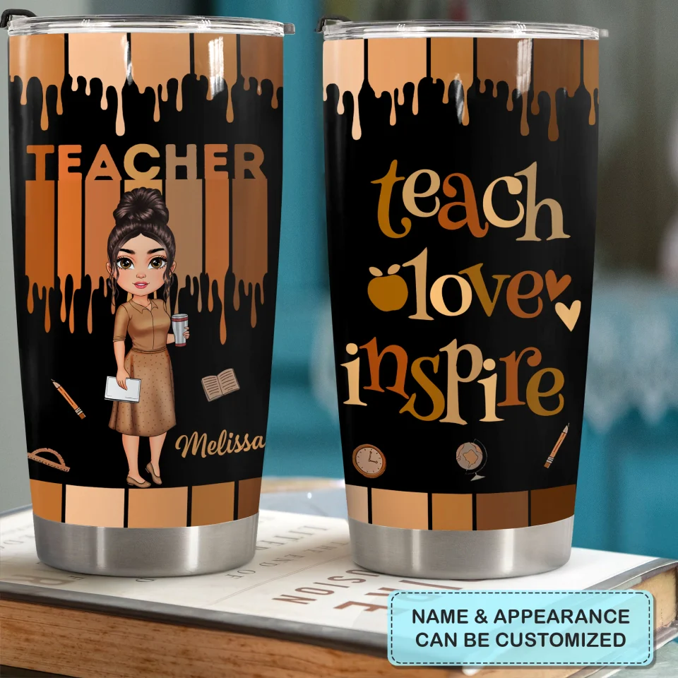 Teach Love Inspire - Personalized Stainless Steel Tumbler - Gift For Teacher | CLTC01 HN02 - Image 2