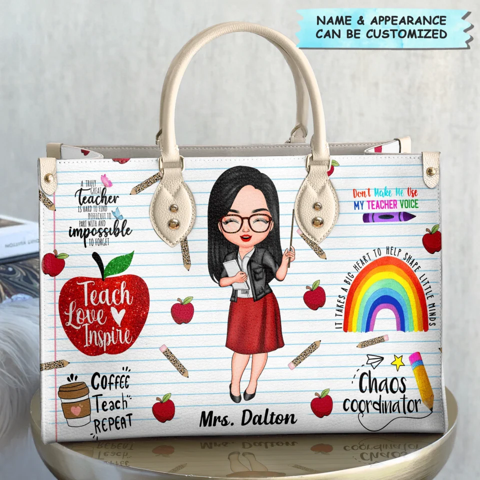 Teach Love Inspire Teacher - Personalized Leather Handbag - Gift For Teacher | CLTC01 HN02 - Image 3