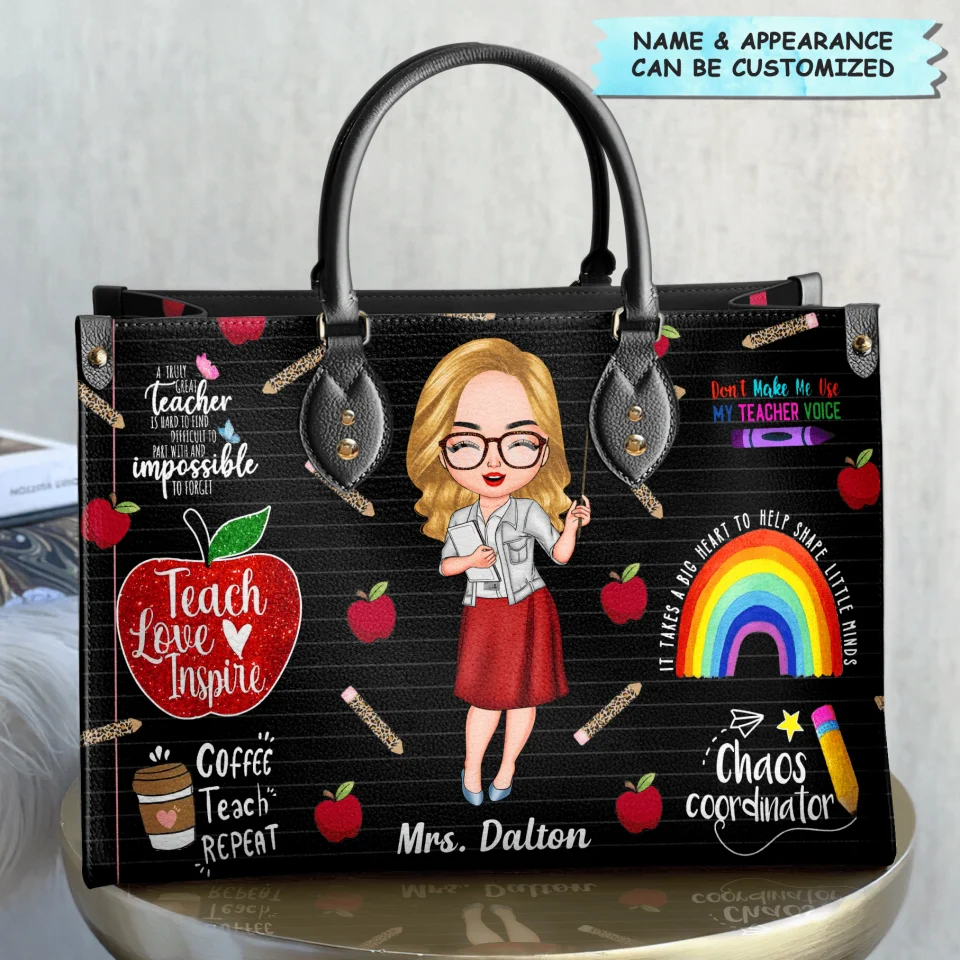 Teach Love Inspire Teacher - Personalized Leather Handbag - Gift For Teacher | CLTC01 HN02 - Image 4
