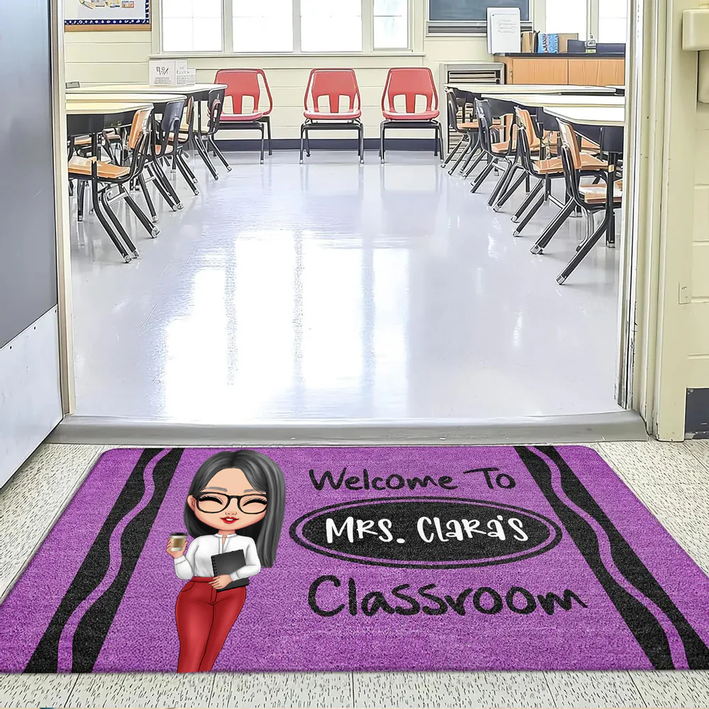 Teacher Crayon Welcome To Classroom - Personalized Doormat - Back To School Gift, Classroom Decoration | CLTC01 - Image 5