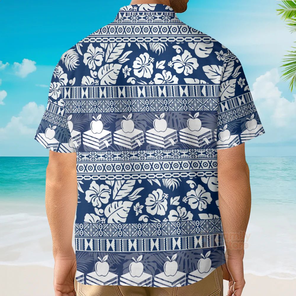 Teacher Hibiscus Leaves Pattern Teacher Hawaiian Shirt - Image 4