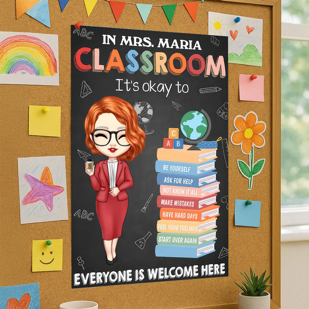 Teacher In This Classroom It's Okay To - Personalized Poster, Teacher Gifts, Classroom Decor | CLTC01 - Image 2