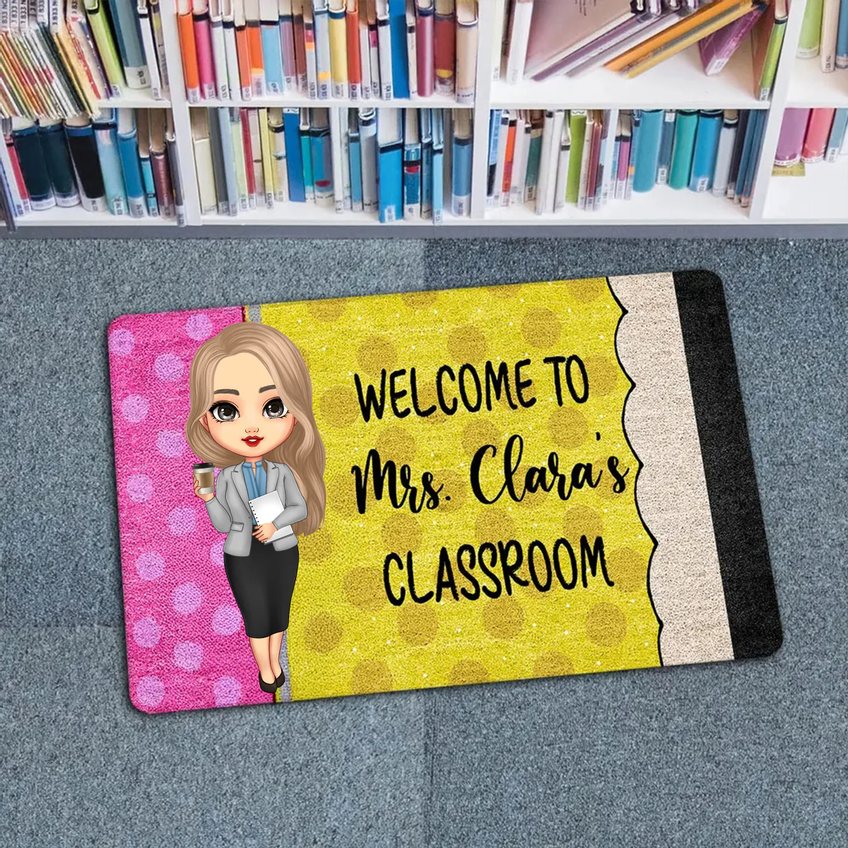 Teacher Pencil Welcome To Classroom - Personalized Doormat| Back To School Gift For Teacher | CLTC01